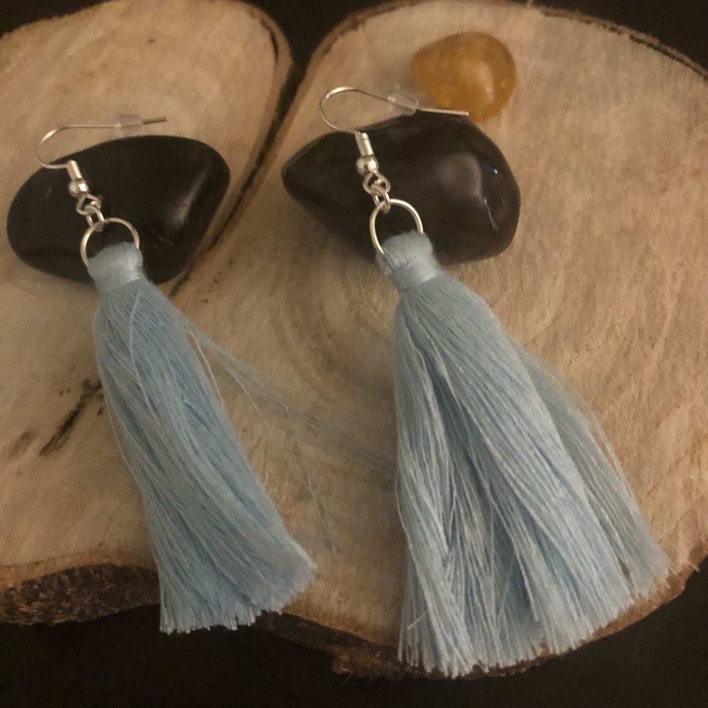 Handmade Brand New Light Blue Tassel Earrings